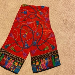 ECHO - Regal silky multi color tassel design rectangular scarf, Size: 11…